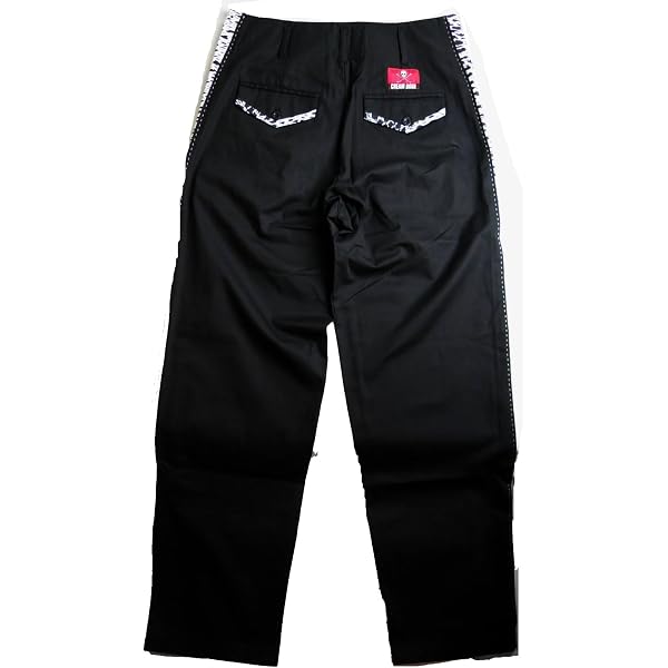 Amazon | CREAM SODA ヒョウ柄 V 切り替えし コットン パンツ『 BLACK